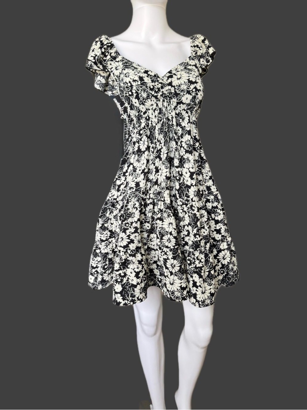 Inspired Hearts Black and White Floral Mini Dress